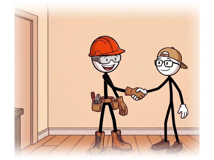 A contractor shaking hands with the person who is going to set his system up
